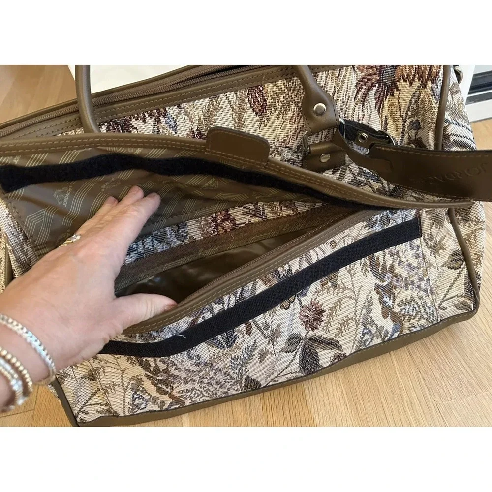 Vintage JORDACHE Floral Tapestry Carry on Duffel Tote Luggage Weekender Bag
